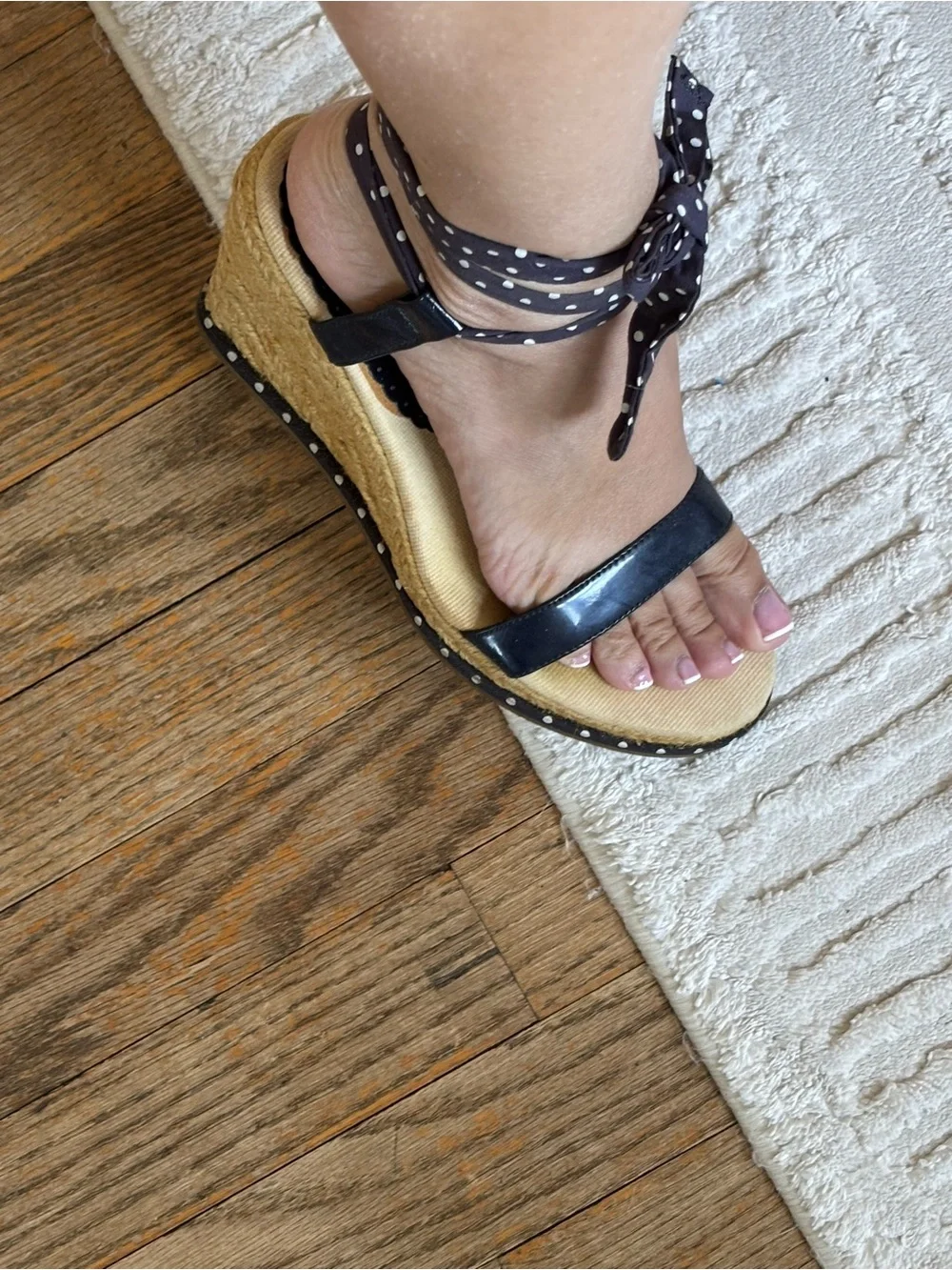 Montego Bay Club Navy Blue Polka Dot Wedges